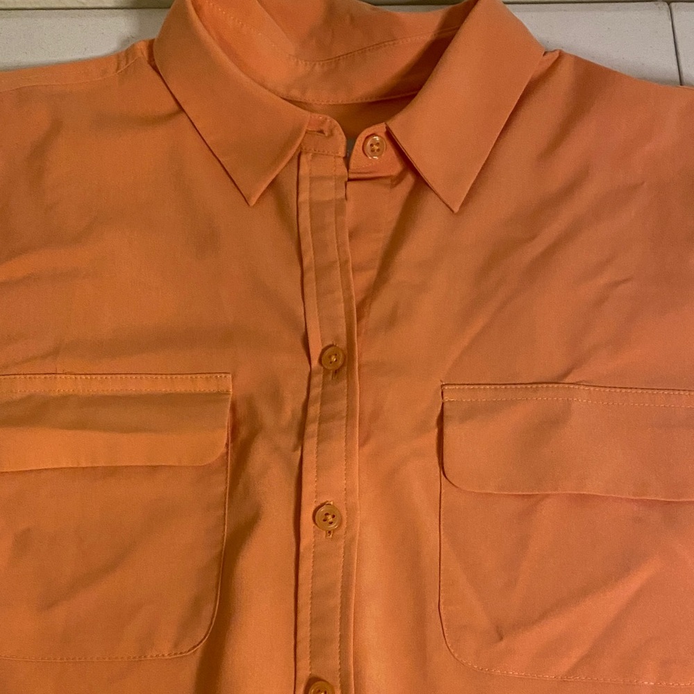 Chico's Women's Orange Button Down Shirt Sz 2 (12/14)
